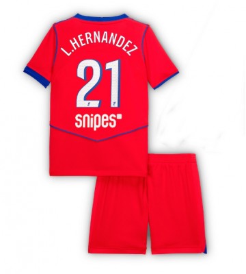 Paris Saint-Germain Lucas Hernandez #21 Tredjetrøje Børn 2025-26 Kortærmet (+ Korte bukser)